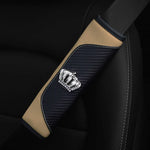 Diamond-Encrusted PU Carbon Fiber Leather Crown Car Shoulder Guard Safety Belt Deco additional angle