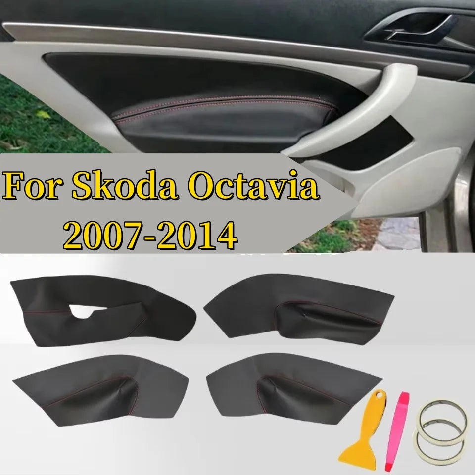 Left Hand Drive Soft Leather Door Panel Cover For Skoda Octavia 2007 2008 2009 2010 2011-2014 Car Do