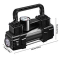 12V Metal Air Compressor Portable Dual Cylinder Auto Inflatable Pump 150PSI Heavy Duty Car Tire Inflator with Pressure Gauge