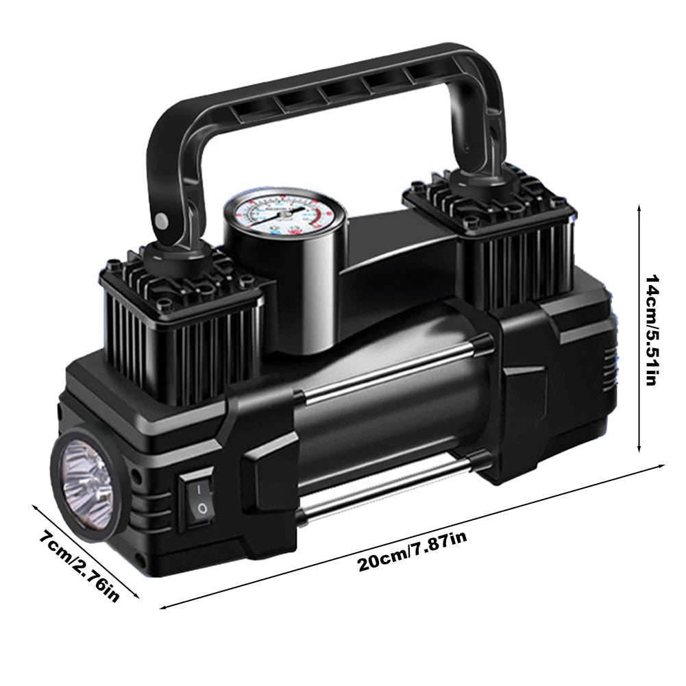 12V Metal Air Compressor Portable Dual Cylinder Auto Inflatable Pump 150PSI | Heavy D alternate view