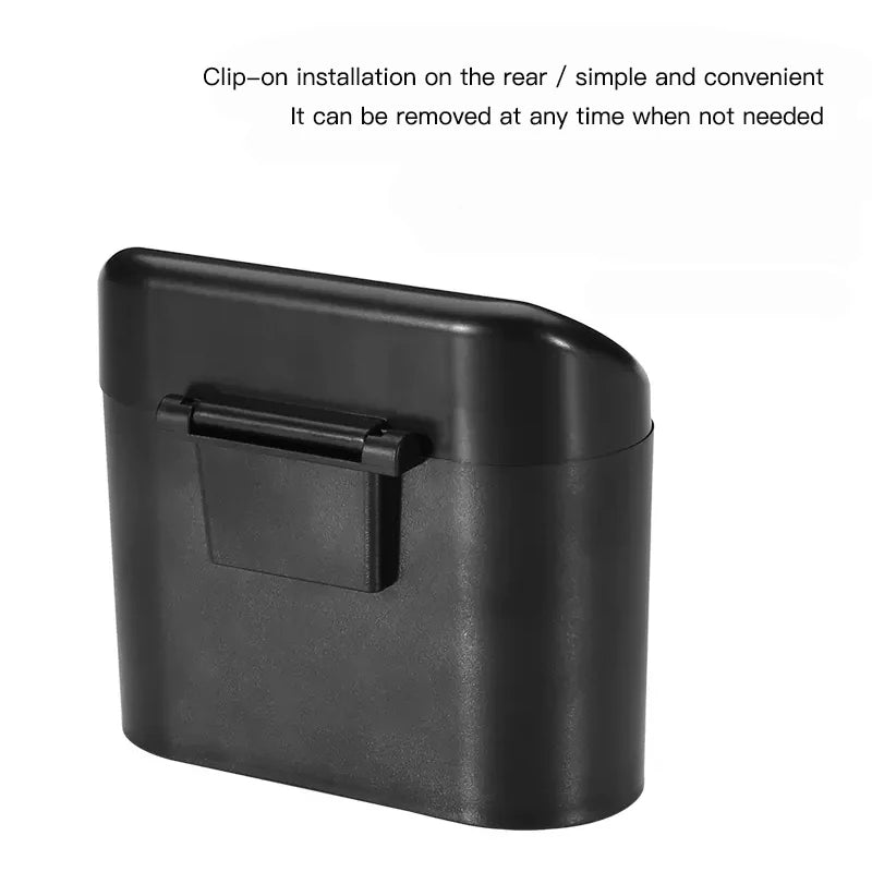 Car Trash Can Garbage Bin Storage Box Interior for Volvo Models | Black ABS detail view