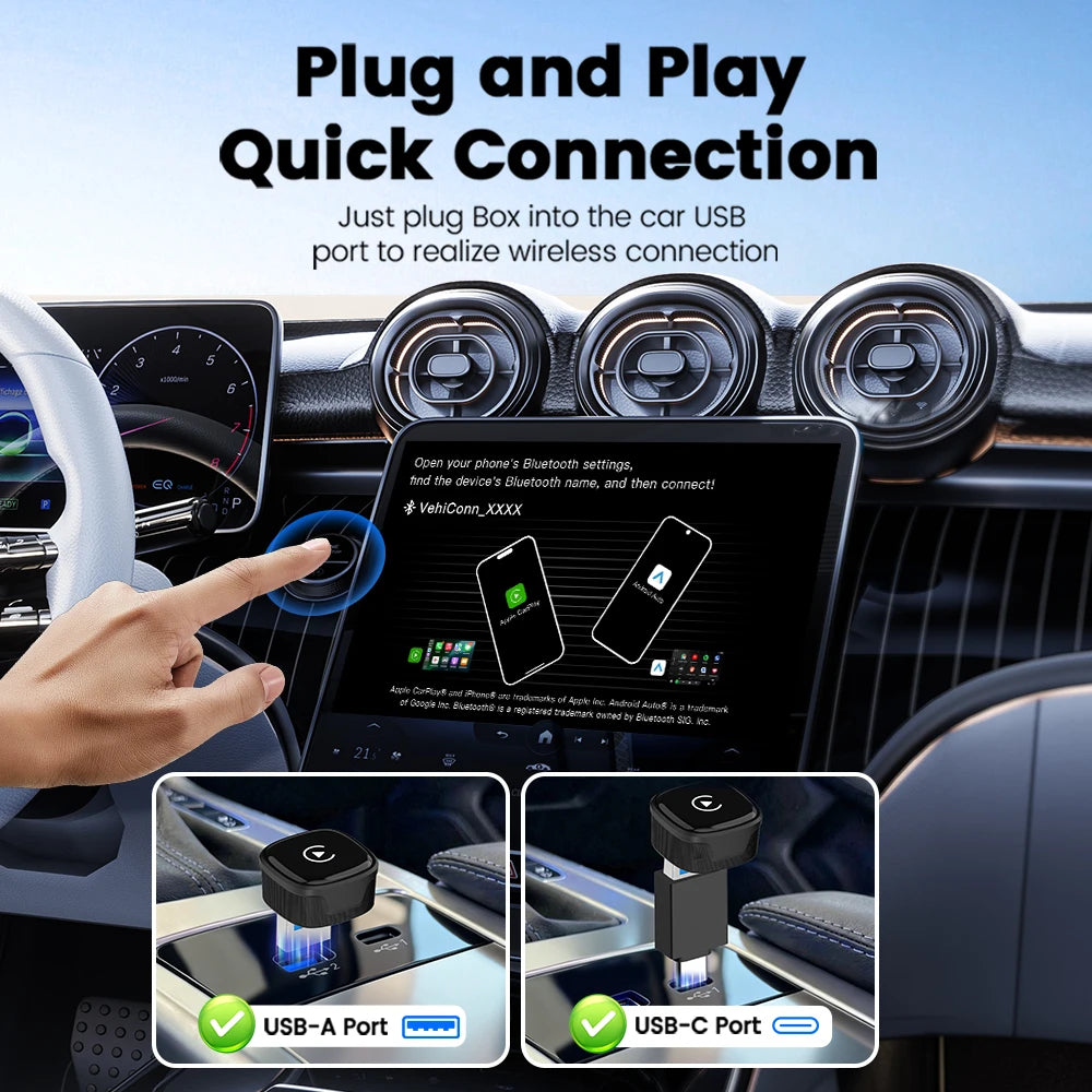 2026 Mini Ultra 4 Original 5.0 Wireless Android Auto CarPlay 2-In-1 Smart Car Box Wire close-up view