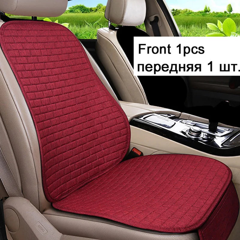 Flax Car Seat Cushion Pad Thick Fiber Filled Seat Cover lifestyle view