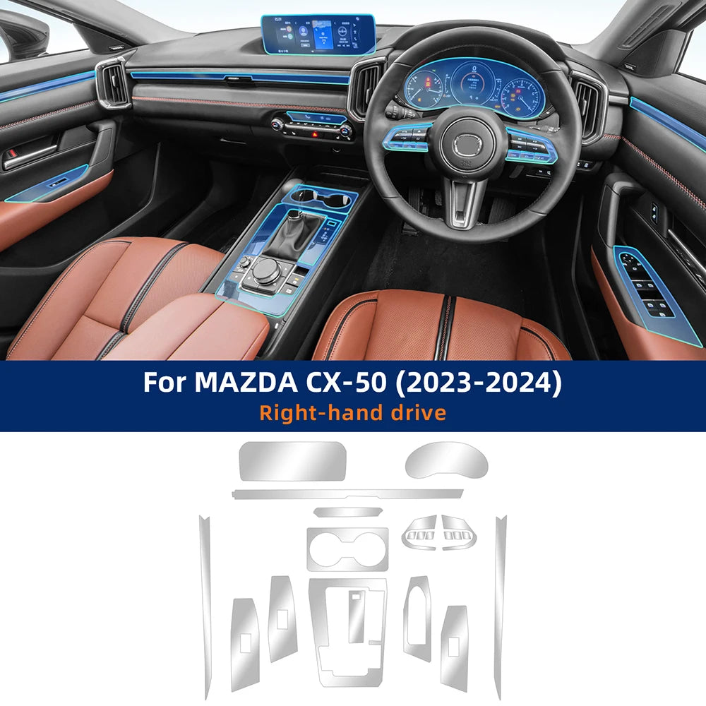 For MAZDA CX-50 CX50 2023 2024 Sticker Anti-scratch Car Interior Center Console Media Dashboard Navigation TPU Protector Film