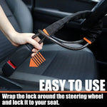 KEBIDUMEI Car Anti-Theft Seat Belt Lock Steering Wheel Lock Reinforced Steel Cable Loc close-up view