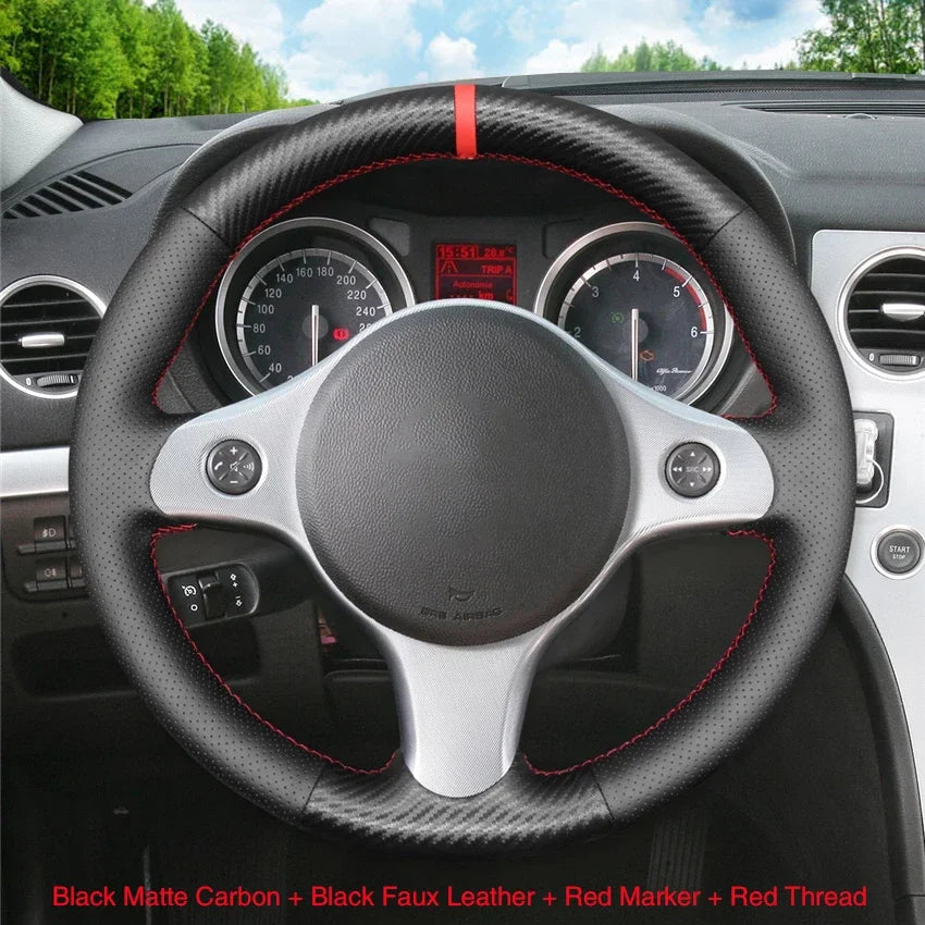 Black Faux Leather Car Steering Wheel Cover for Alfa Romeo 159 2005-2012 Brera Spider Sp detail view