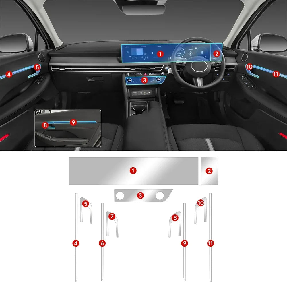 Interior Film for HYUNDAI SONATA 2024 2025 Center Console Screen Protective Film Anti-scratch Repair Clear Sticker Accessories