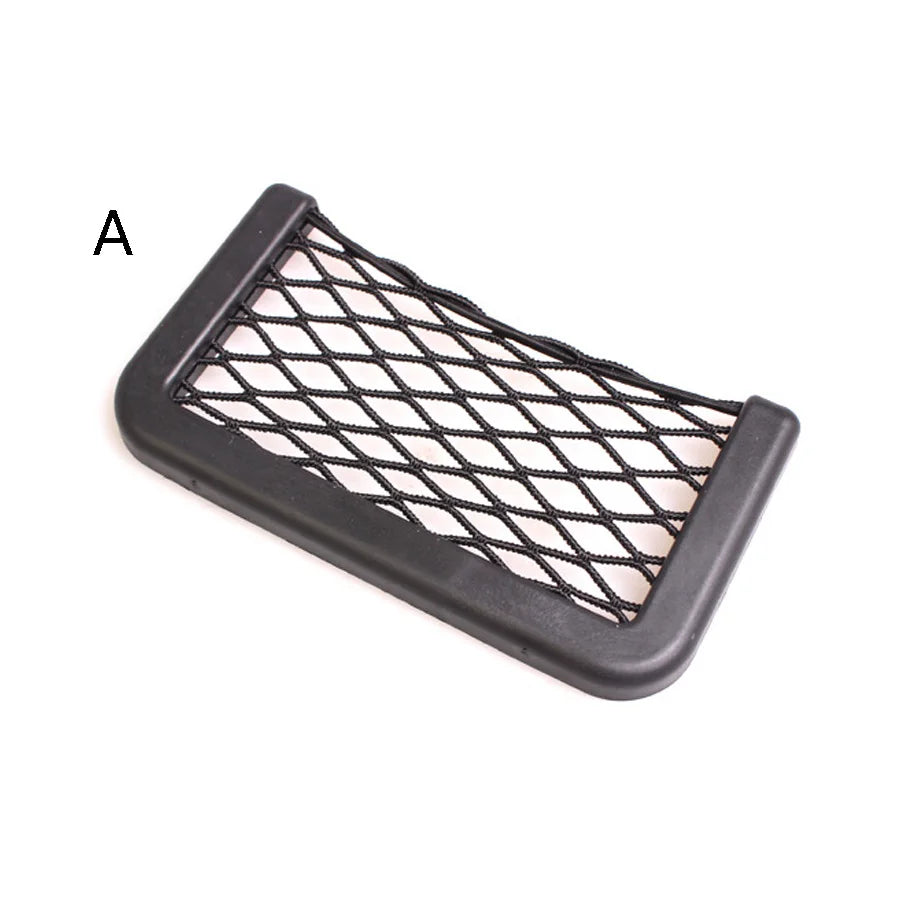 1pcs/2pcs Car Organizer Storage Bag Auto Paste Net Pocket Phone Holder Car Accessories close-up view