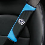 Diamond-Encrusted PU Carbon Fiber Leather Crown Car Shoulder Guard Safety Belt Decorat close-up view