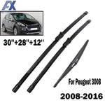 Front Rear Wiper Blades Set for Peugeot 3008 2009-2016 | Push Button Connection