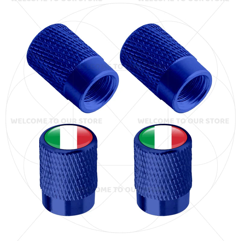 4Pcs Aluminum Motorcycle Car Tire Valve Caps with Germany France Italy Flag Emblems | alternate view