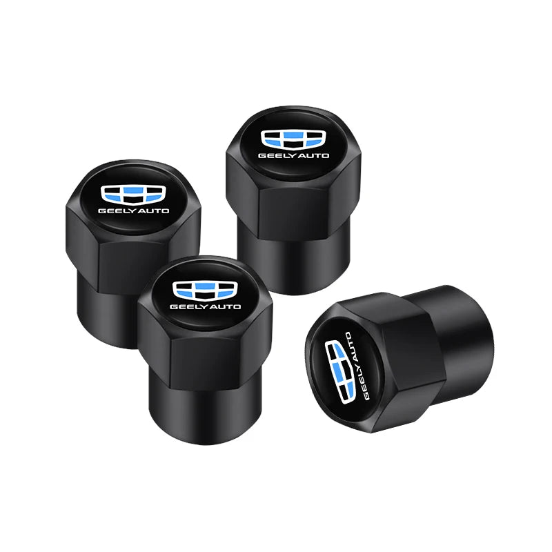 4pcs Car Tire Valve Caps Aluminum Alloy Dust Covers for Geely Models | Airtight Dustproo detail view