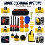 New Car Cleaning Kit Scrubber Drill Detailing Brush Set Air Conditioner Vents Towel Poli detail view
