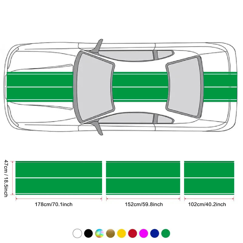 Car Stickers 6pcs Kit | Full Body Vinyl Decals Racing Stripe Design for Roof Hood Doo alternate view