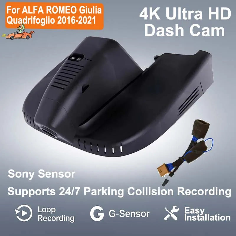 Alfa Romeo Giulia Dash Cam 4K WiFi | Plug and Play Hidden Dashcam for Giulia Quadrifoglio Veloce 201