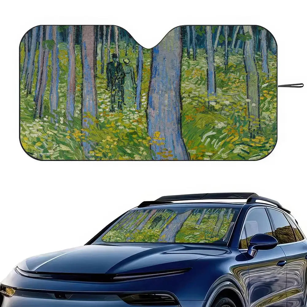 Starry Night Van Gogh Art Windshield Sun Shade | Car SUV Truck Front Window Protector detail view