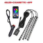 72/48/36 LED RGB Car Foot Ambient Light with USB Cigarette Automotive Interior Lights alternate view