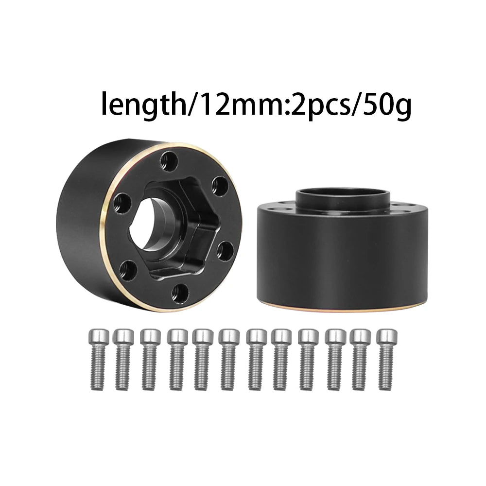 Brass 12mm Hex Hub Wheel Adapter for 1/10 RC Crawler 1.9 2.2 Inch Wheels close-up view