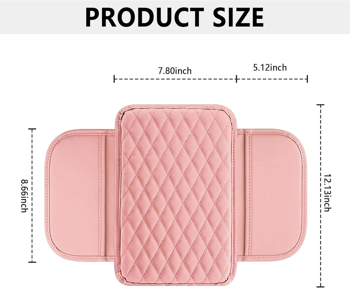 Upgraded Microfiber Leather Car Center Console Armrest Cover Cushion | with 2 Storage Bags | Universal for Most Cars