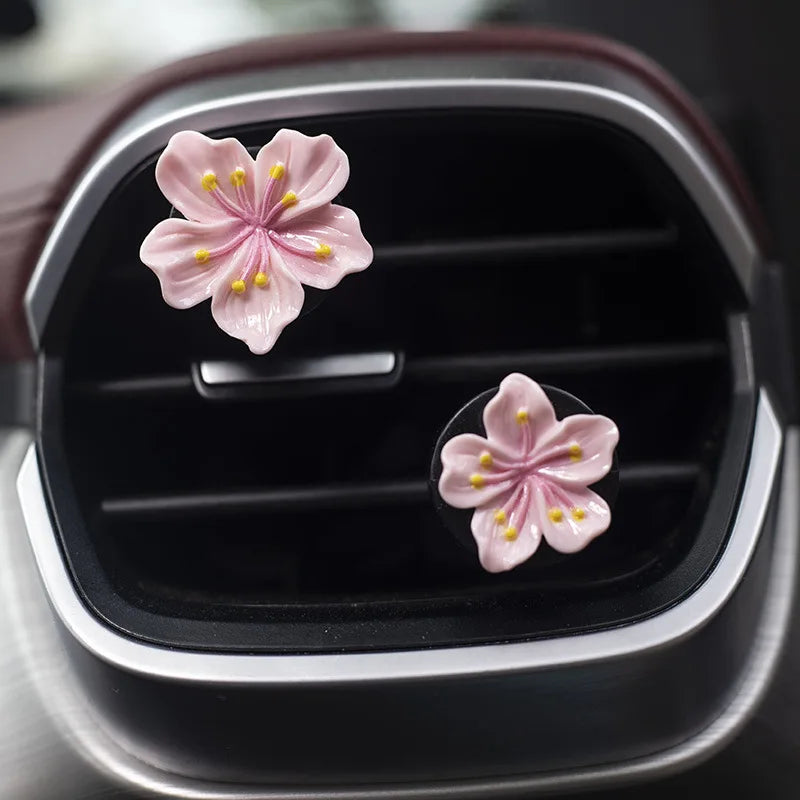 2Pcs Car Perfume Clip Flower Air Freshener | Cherry Blossom Peach Blossom Car Decor detail view