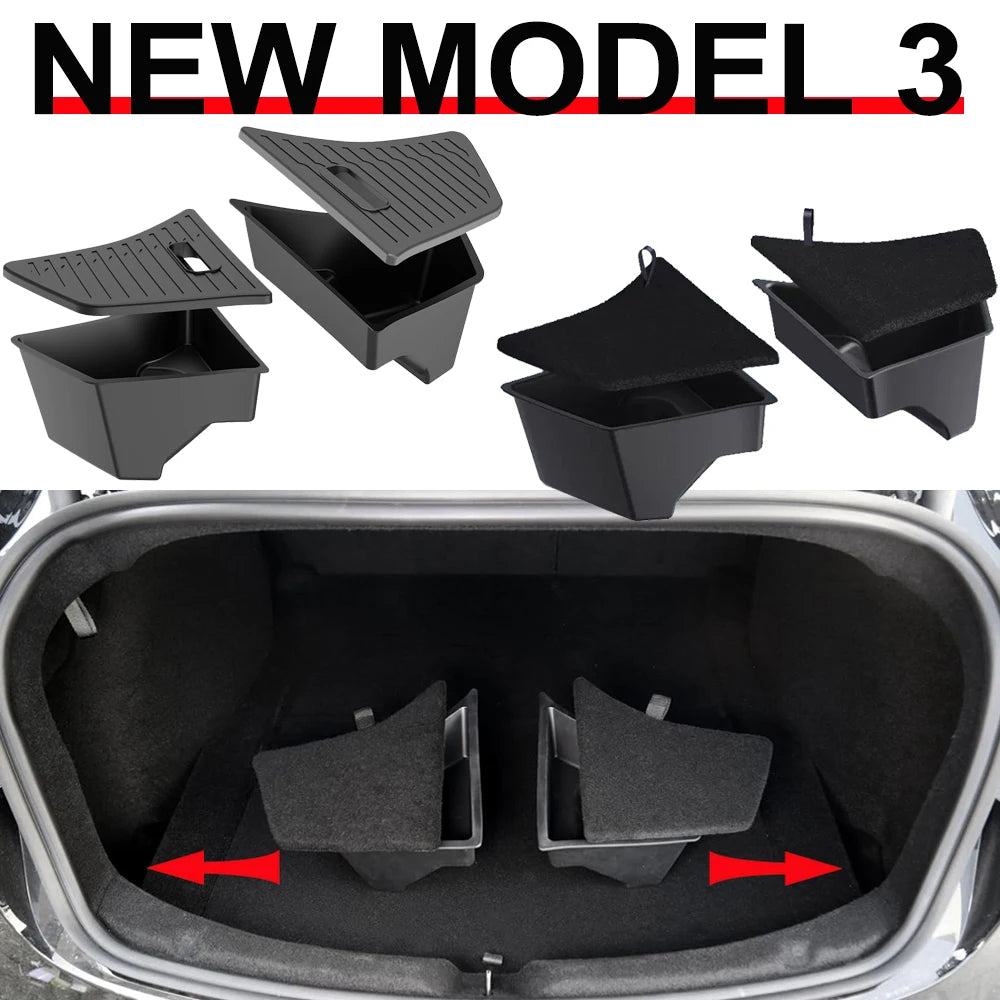 Tesla Model 3 Highland Trunk Storage Bins – Rear Trunk Side Organizer (2024–2026)