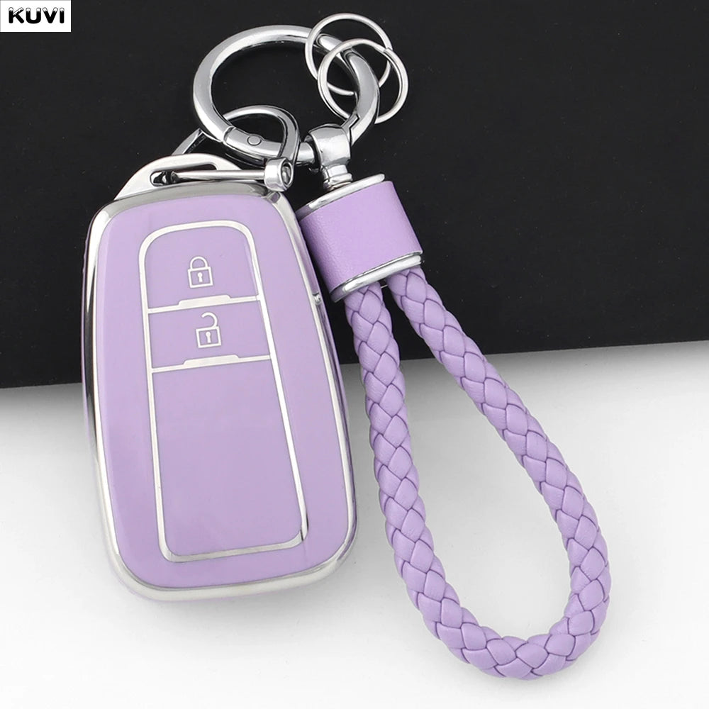 TPU Car Remote Key Case Cover Shell Fob Keychain For Toyota Prius Camry Corolla CHR C- close-up view