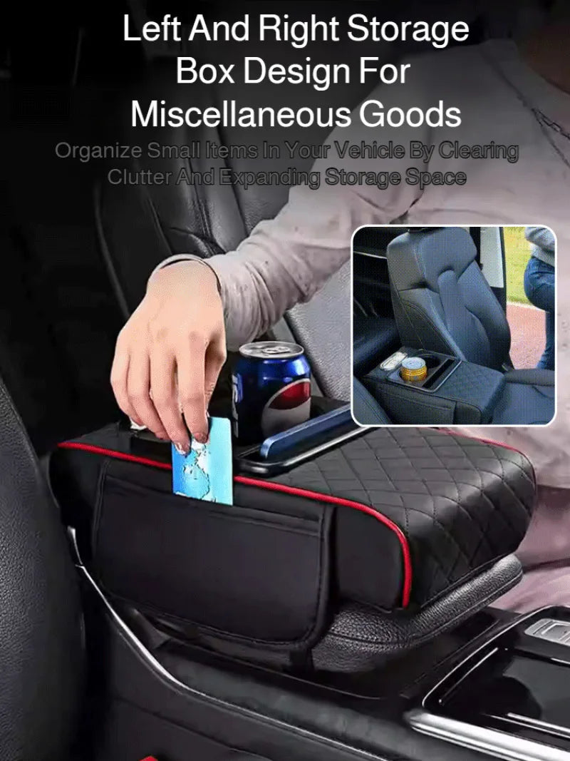 Car Armrest Box 5in1 Car Tissue Box Water Cup Holder Multifunctional Storage Bag Thicken Height Pad Arm Rest Cushion with Pocket
