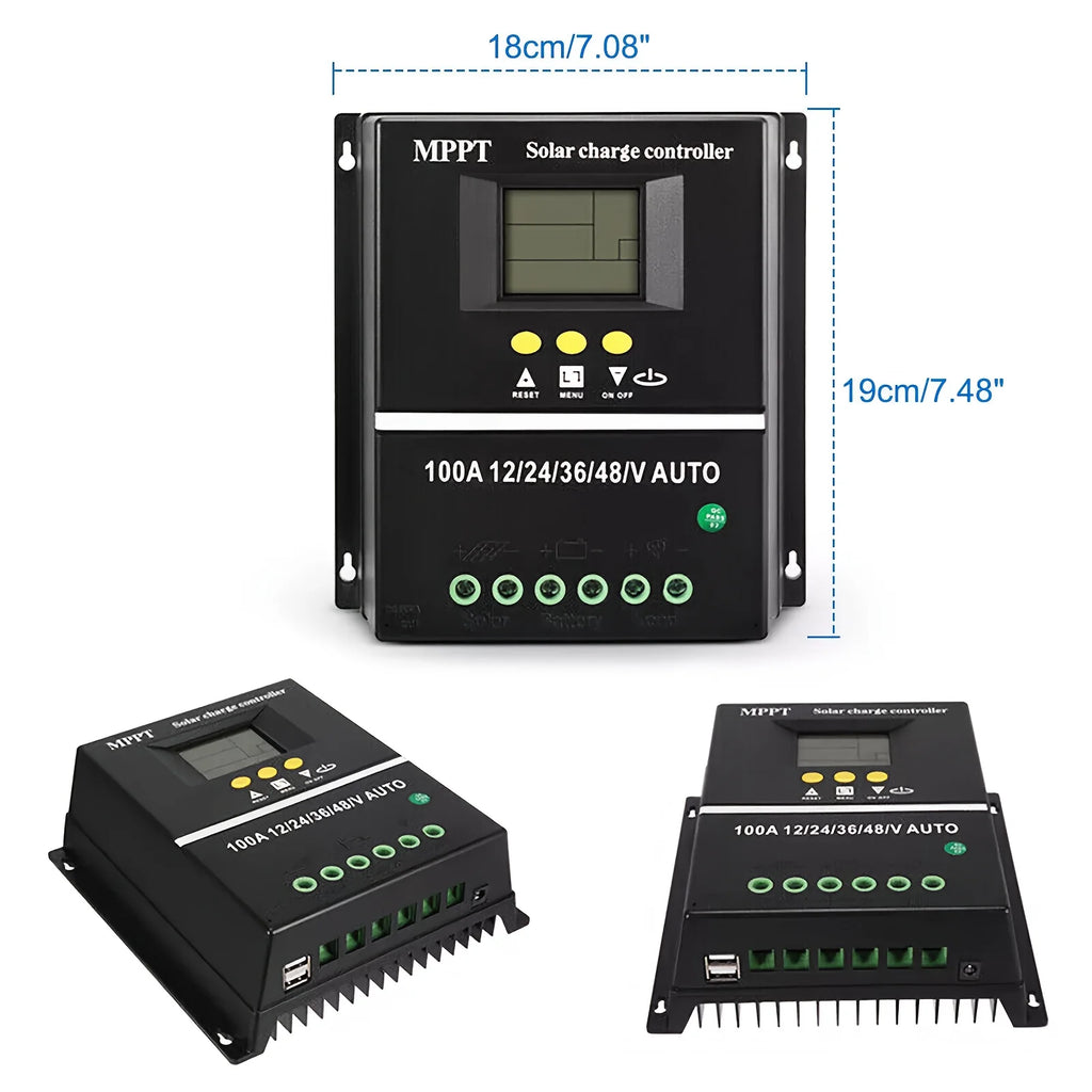 100A MPPT Solar Charge Controller | Intelligent Solar Panel Regulator with LCD Display a detail view