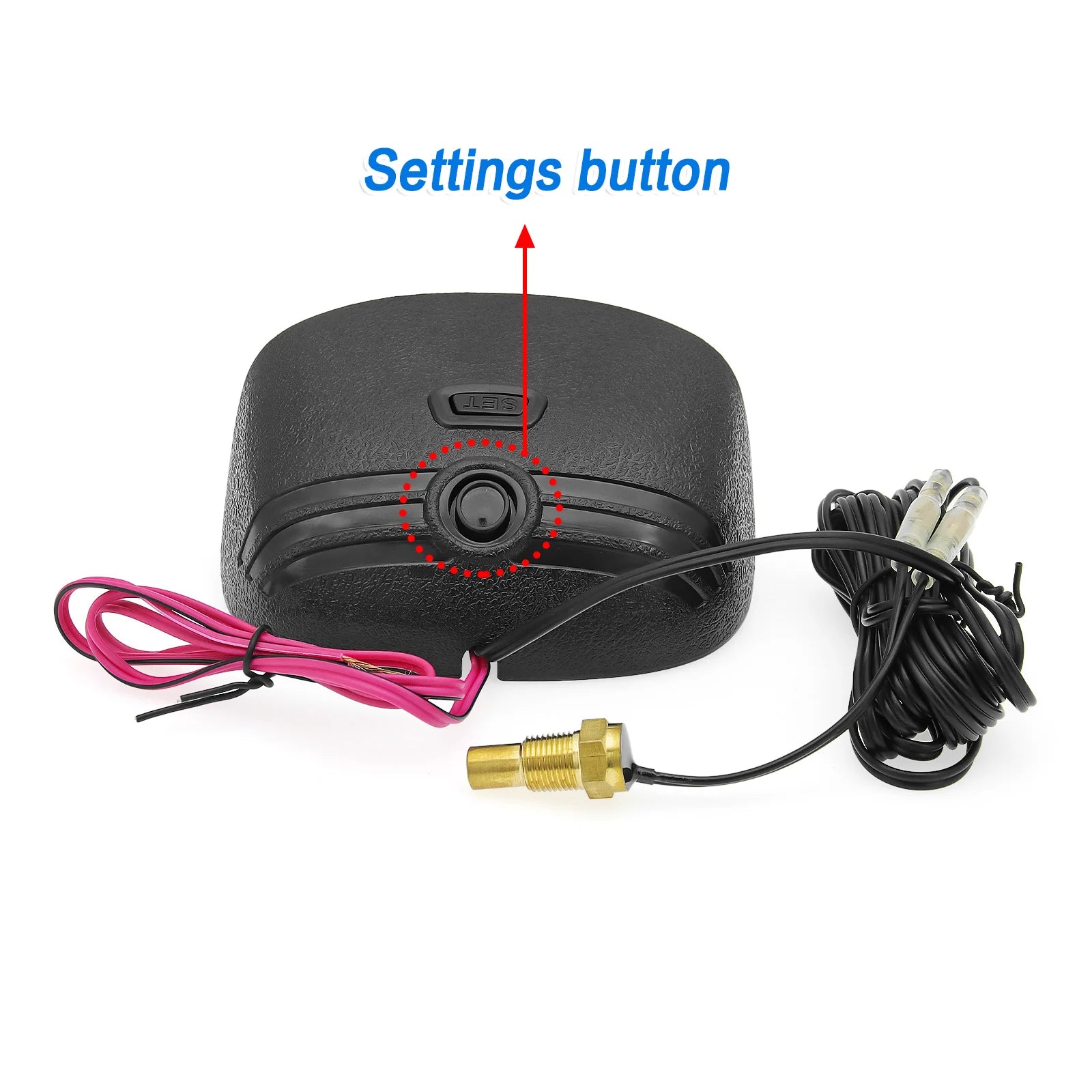 12V 24V Digital Water Temperature Gauge with Volt Meter | 2-in-1 Car Gauge with Sensor close-up view