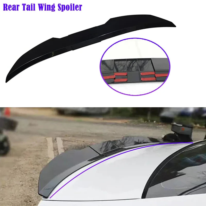 New Style Universal 3pcs Sedan Rear Trunk Tail Rear Wing Spoiler 117-127cm Adjustable DIY Refit Boot