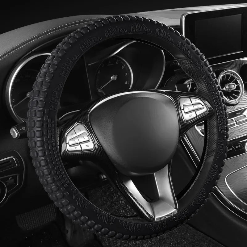 Universal Elastic Car Silicone Steering Wheel Cover Tire Texture Soft No Inner Ring Stee detail view