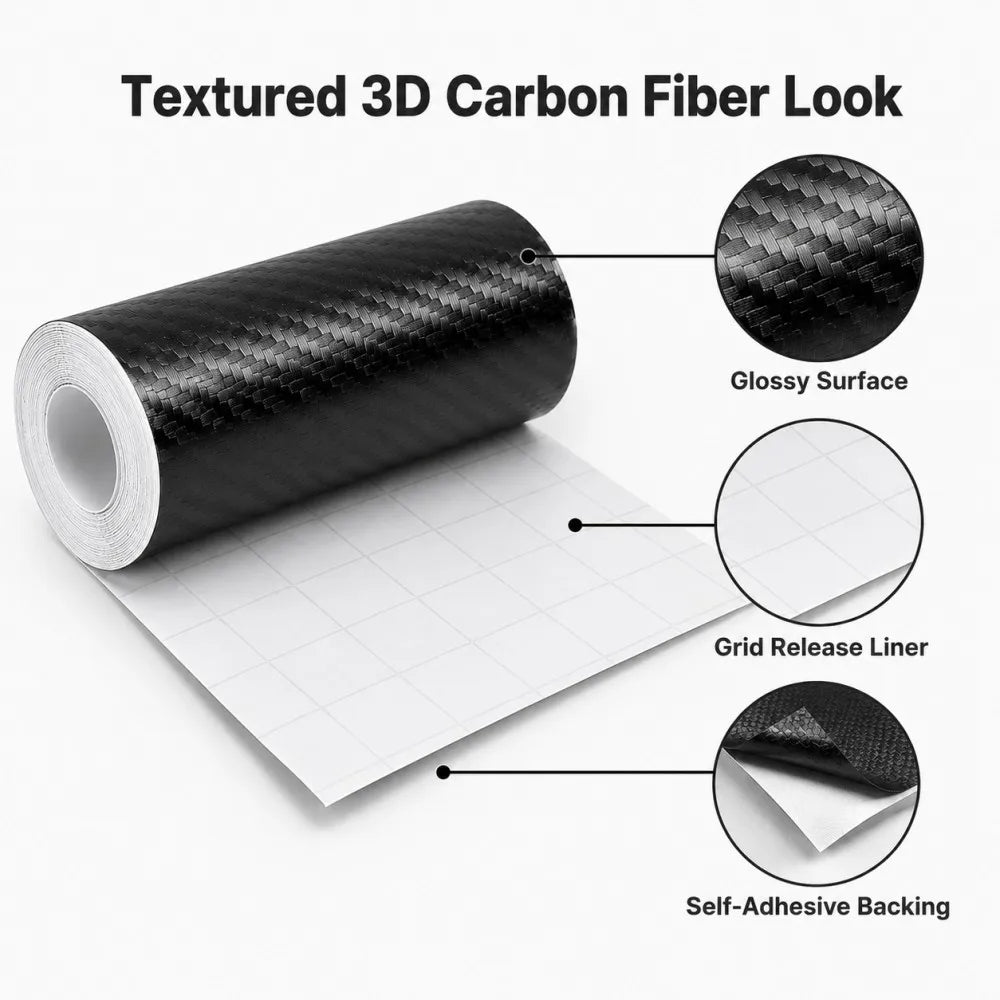 1m-10m 3D Carbon Fiber Anti Collision Film Car Door Edge Guards Door Sill Protector W alternate view