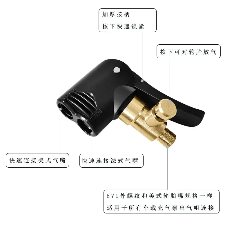 2-In-1 Bicycle Pump Nozzle Adapter | Universal Inflator Valve Connector for Car, Mo additional angle