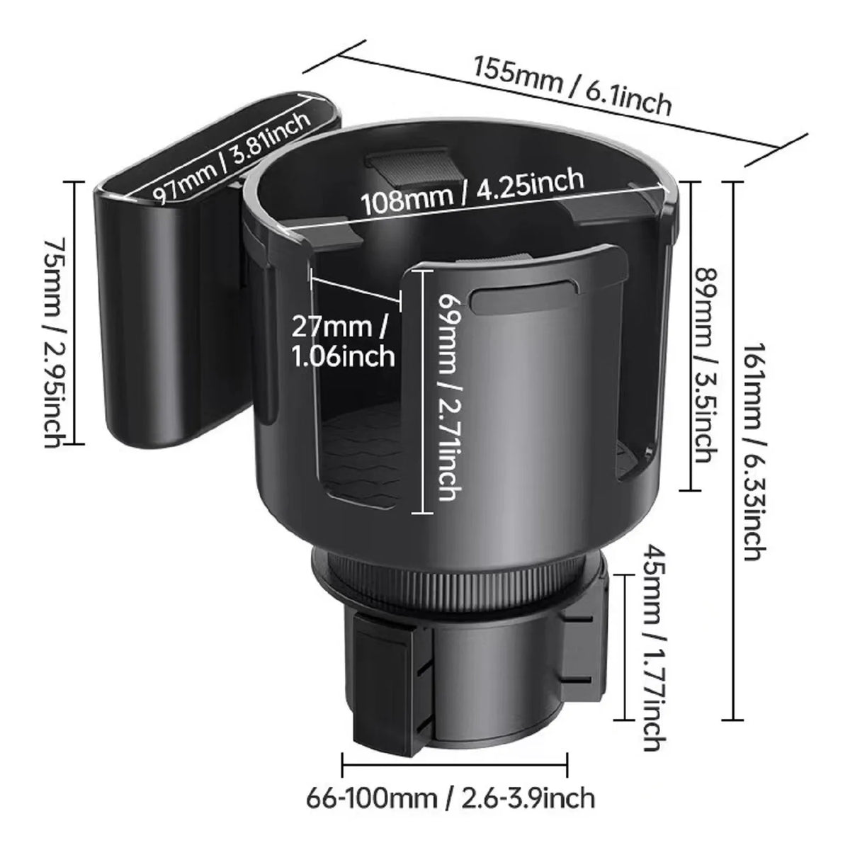 Car Cup Holder Expander with Phone Holder
