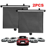 Black Mesh Stripe Design Retractable Car Sunshade | Easy to Use Vehicle Sunshade wi additional angle