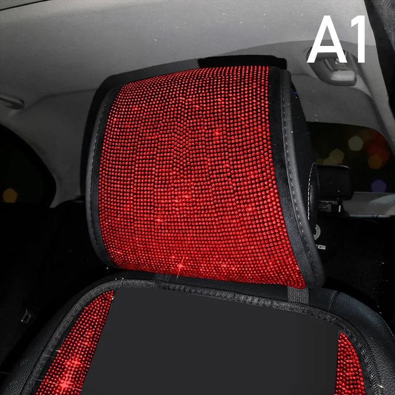 Ladies Car Interior Accessories Shiny Diamond Universal Car Seat Cover Fashion Luxury close-up view