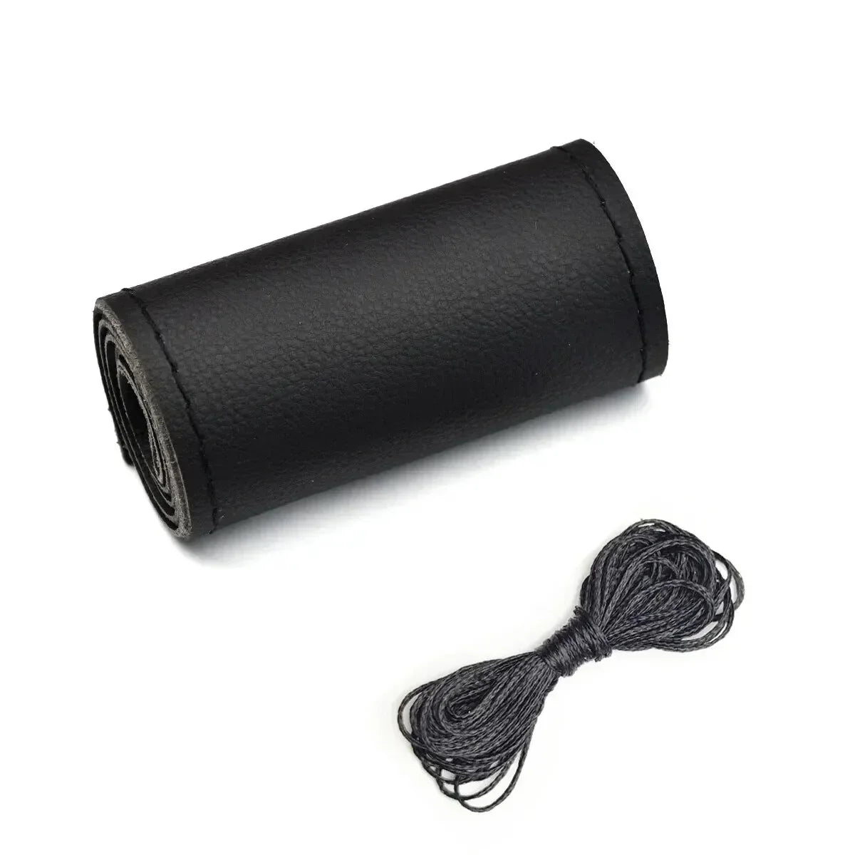 Car Steering Wheel Cover Needles And Braid Thread Artificial Leather Car Covers Suite close-up view
