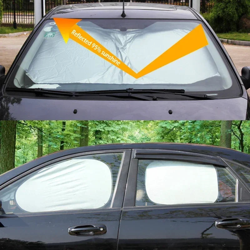 Car Windshield Sun Shade Cover Universal Folding PVC Up To 59 In detail view