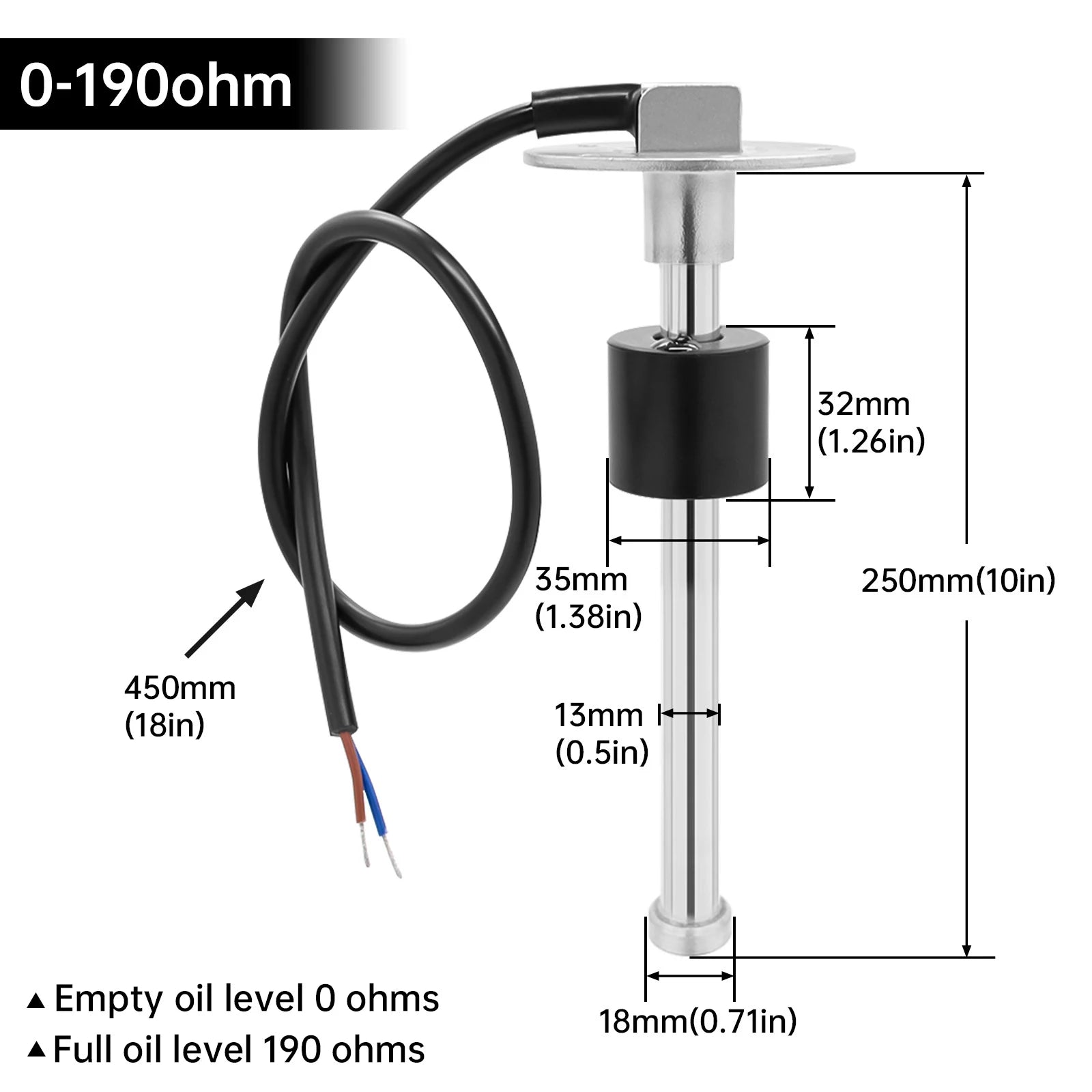Digital Dual Gauge with Alarm 0-190ohm 52mm | Water Level and Sewage Level Meter fo additional angle
