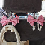 Bowknot Pearl Car Seat Back Organizer Clip Hanger