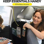 Car rear seat storage case with 3 storage pockets, oversized waterproof rear seat protec detail view