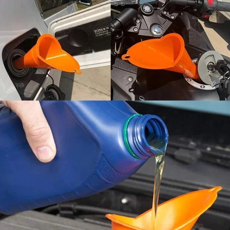 1pc Plastic Long Stem Funnel Universal Car Motorcycle Gasoline Oil Filling Tool Black lifestyle view