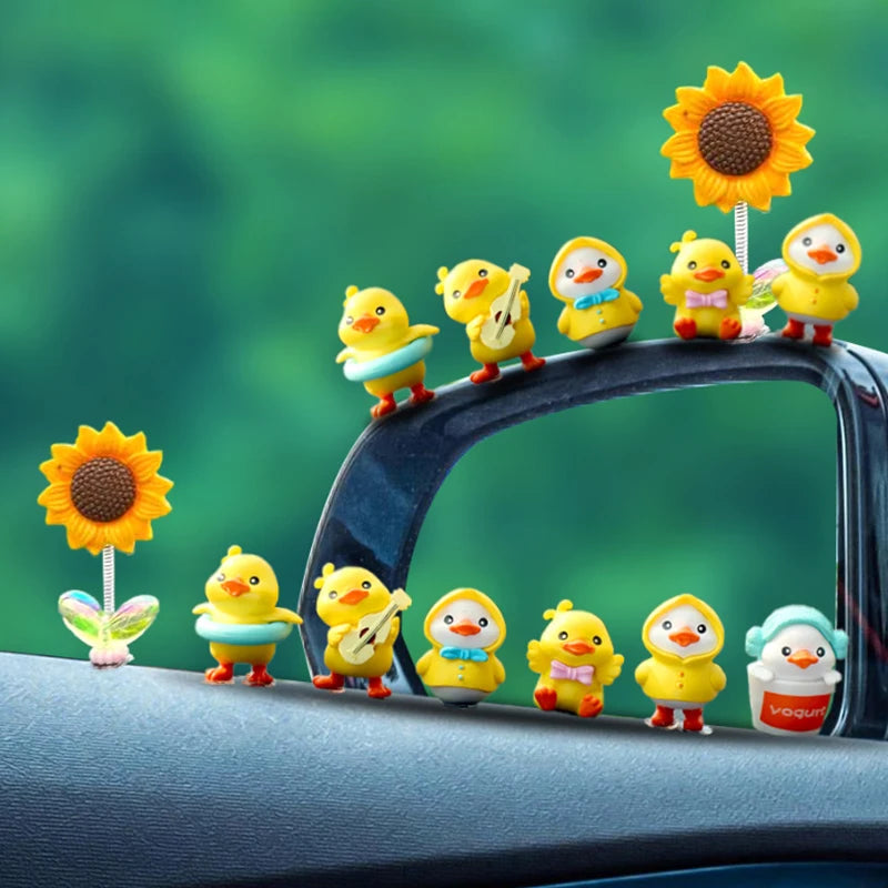 3/4/5/6/7pcs Anime Figure Little Yellow Duck Model Decor Cute Car Mounted Ornament Auto detail view
