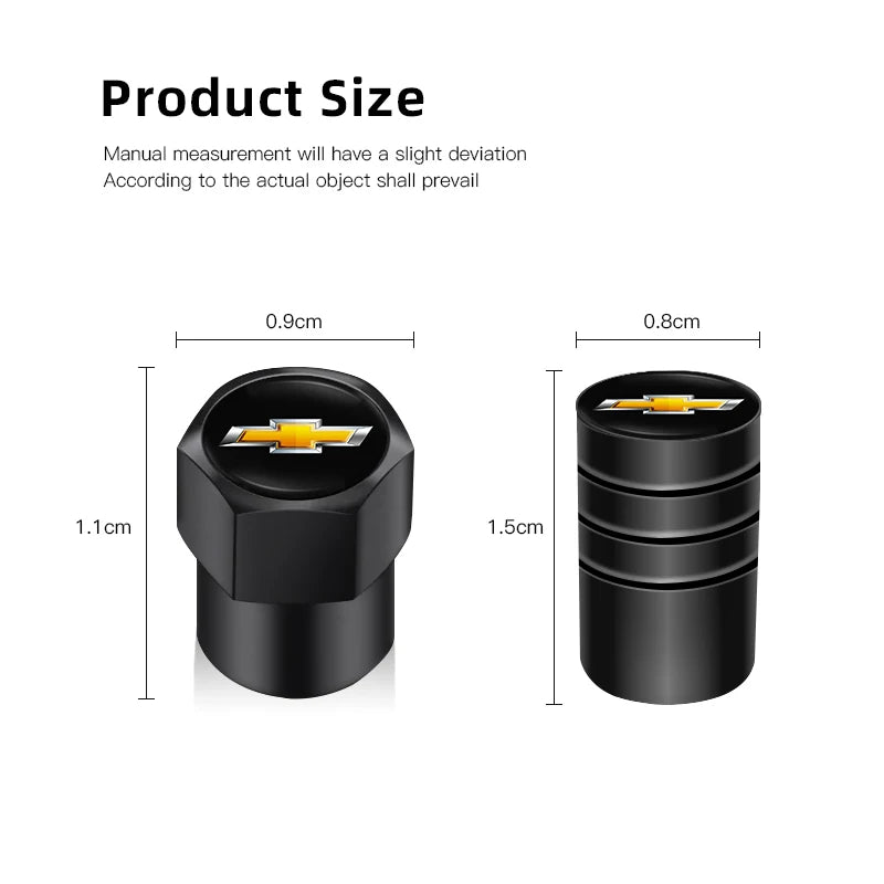 4Pcs Metal Car Tire Valve Stem Caps | Dust Proof Covers for Chevrolet Models alternate view