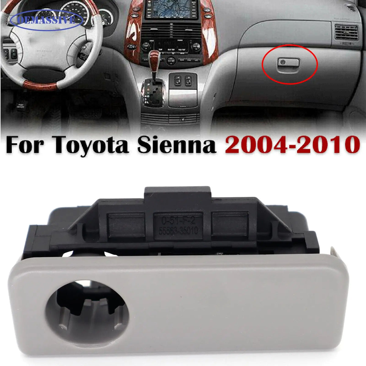 OEMASSIVE Glove Box Lock Latch Compartment Handle Stone Gray 55506-AE010 For Toyota Sienna 2004 2005