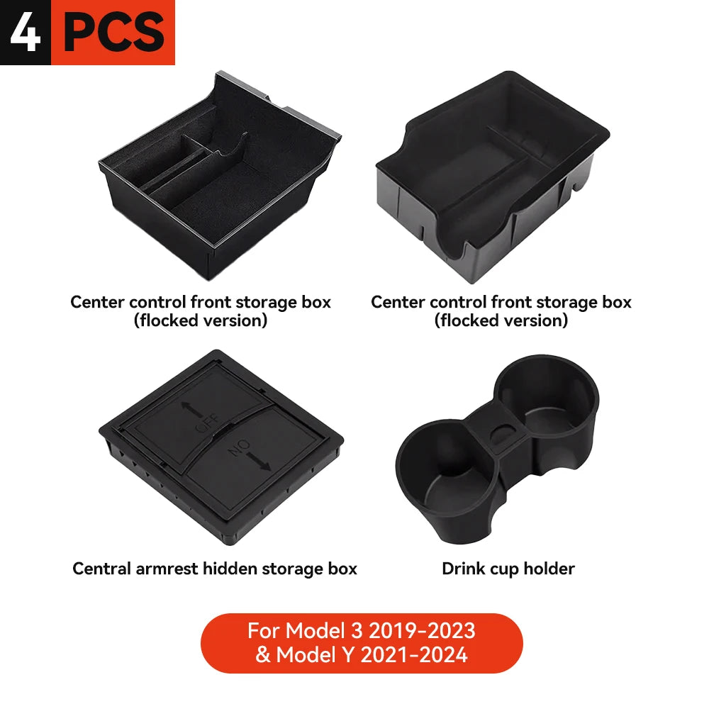 Car Storage Box for Tesla Model 3/Y Highland | Center Console Hidden Organizer alternate view