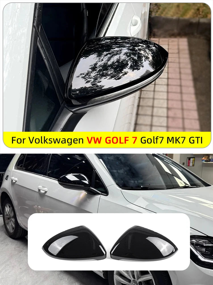 Rear View Mirror Cover Original car replacement For VW Golf 7 MK7 7.5 GTI For Touran 2012-2020 Bright Black Mirror Case Car Acce