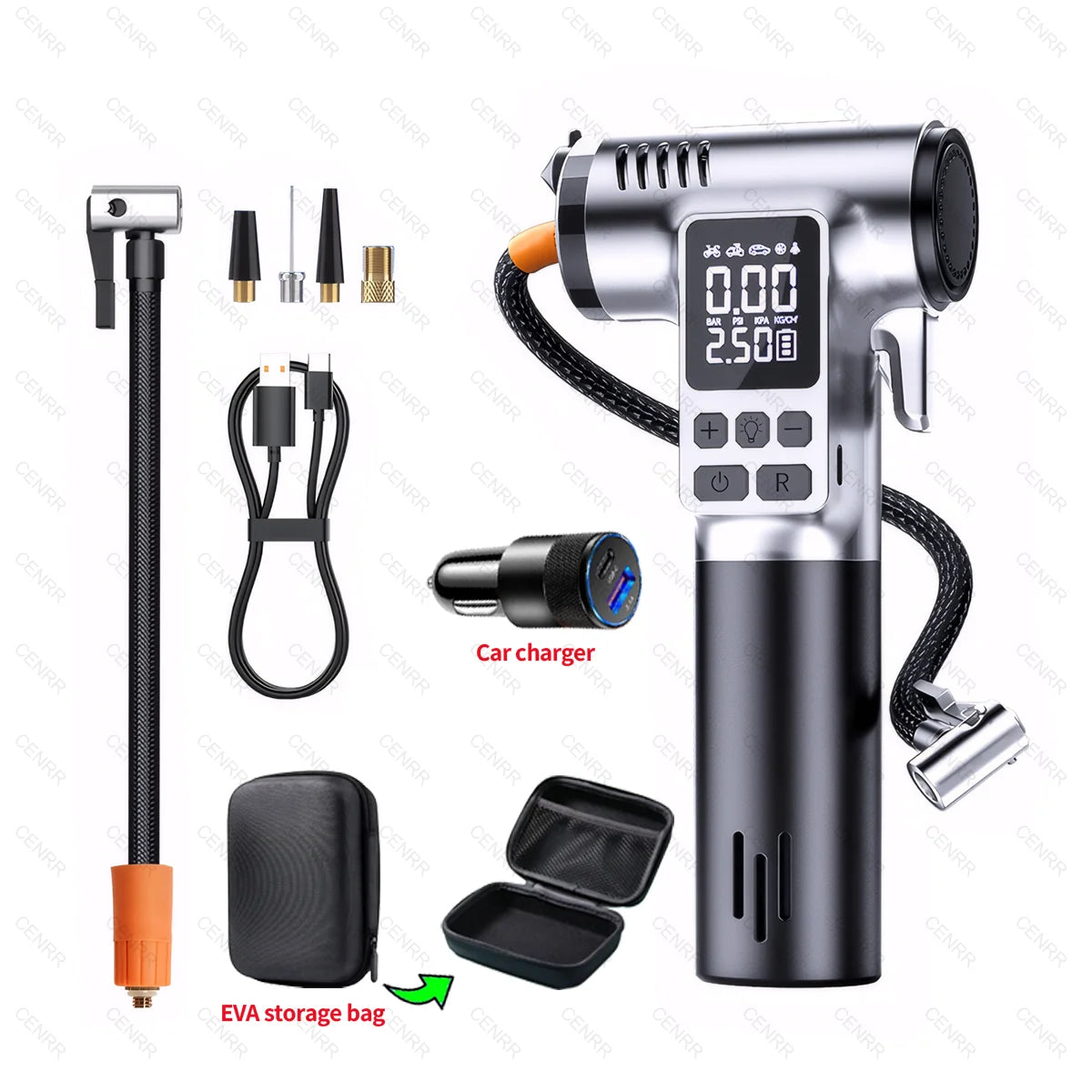 Wireless Car Tire Inflator | Portable Air Compressor with Emergency Tools alternate view