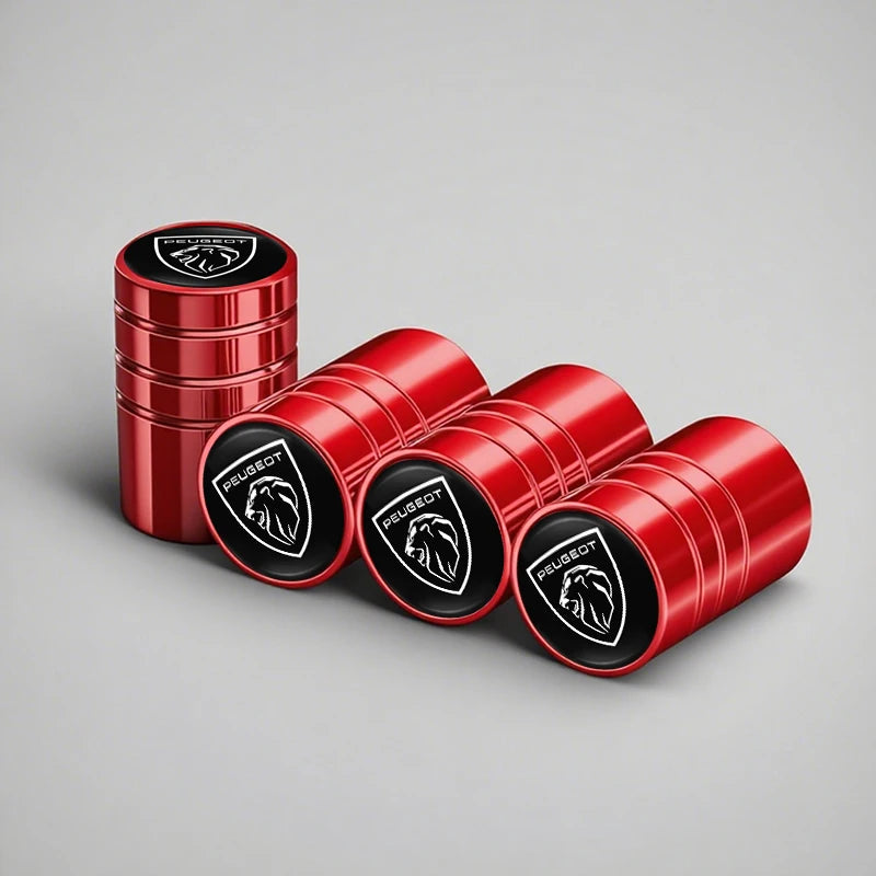 4Pcs Peugeot Logo Car Tyre Valve Caps | Aluminum Alloy Wheel Accessories for Peugeot M close-up view