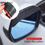 2PCS Car Rearview Mirror Rain Eyebrow Carbon Fiber Sun Visor Shade Cover Protector Clear Vision for